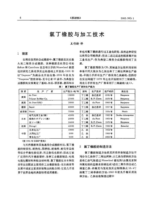 氯丁橡胶的简单介绍