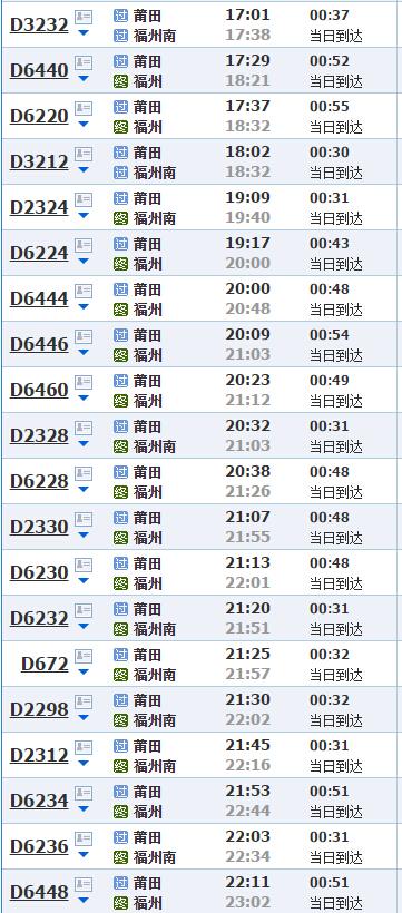 莆田到福州汽车-莆田到福州汽车北站时刻表