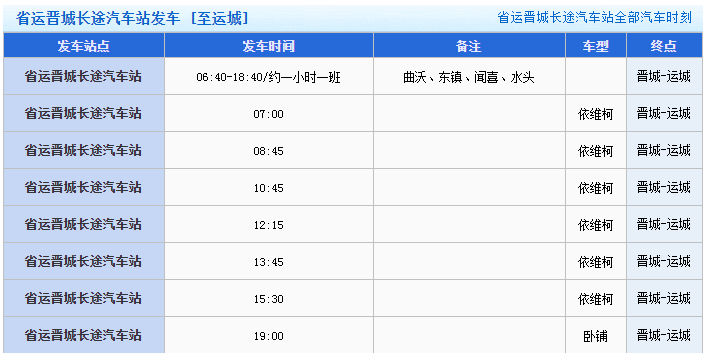 运城长途汽车-运城长途汽车站电话